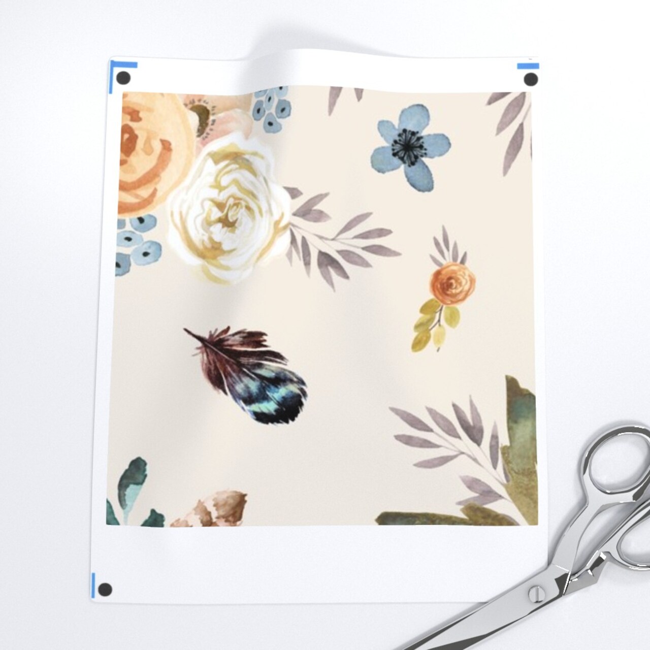 Western Autumn Florals Ivory Rustic Floral Watercolor Boho Chic Feather Woodland Girly Custom Removable Wallpaper by Spoonflower Peel & Stick Wallpaper 2FT Wide